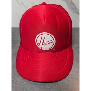 Vintage Hoover Red Mesh Snapback Trucker Hat Corporate Logo Cap Adjustable OSFA
